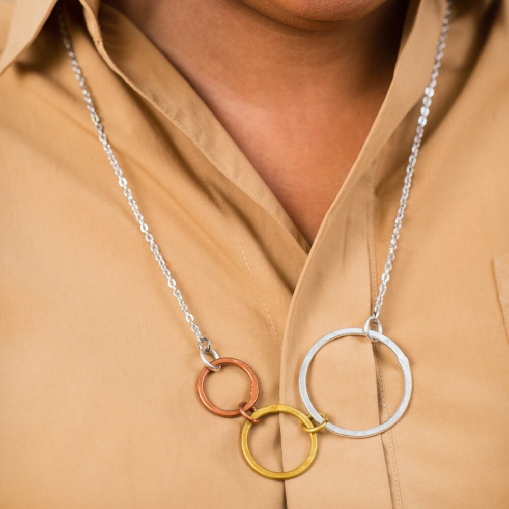 ANJU Banjara Three Metal Necklace • 30″